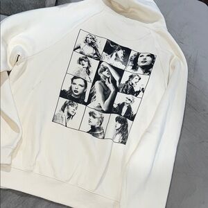 Taylor Swift White Pullover Hoodie with Black Logo